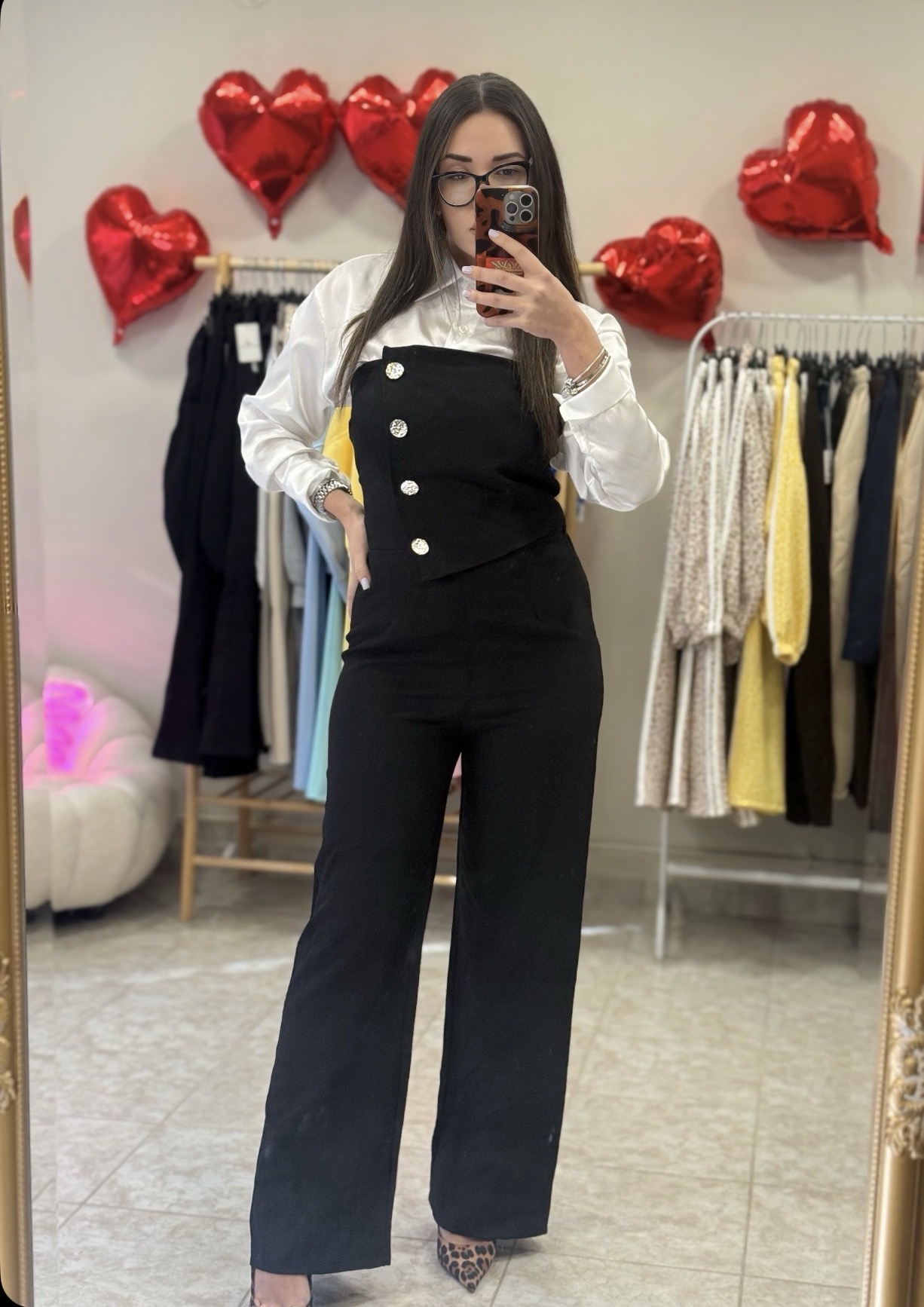 Strapless Jumpsuit με Χρυσές Λεπτομέρειες