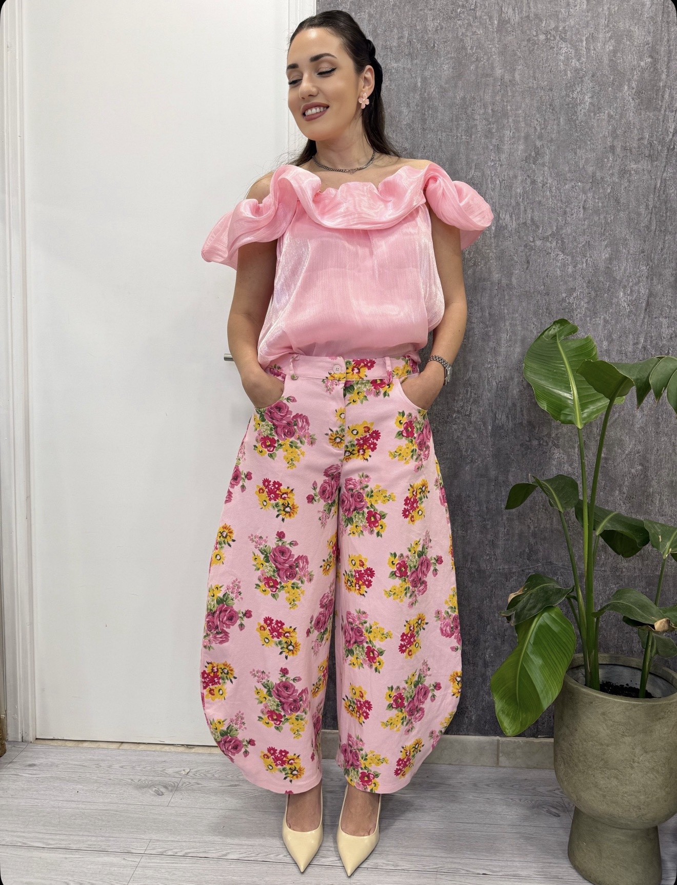 Floral Denim Παντελόνα