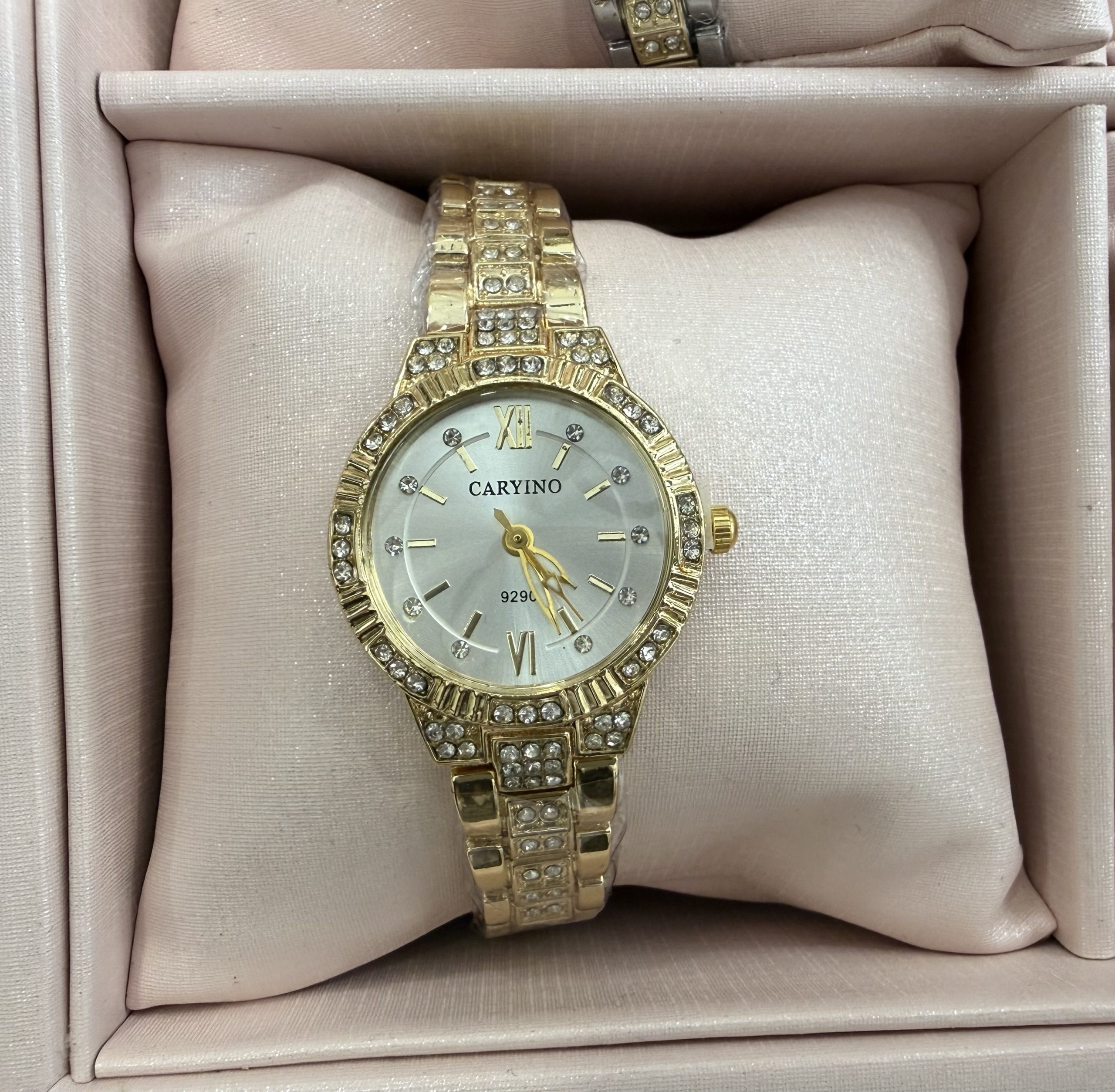 Caryino Glam Watch – Gold / Pearl White